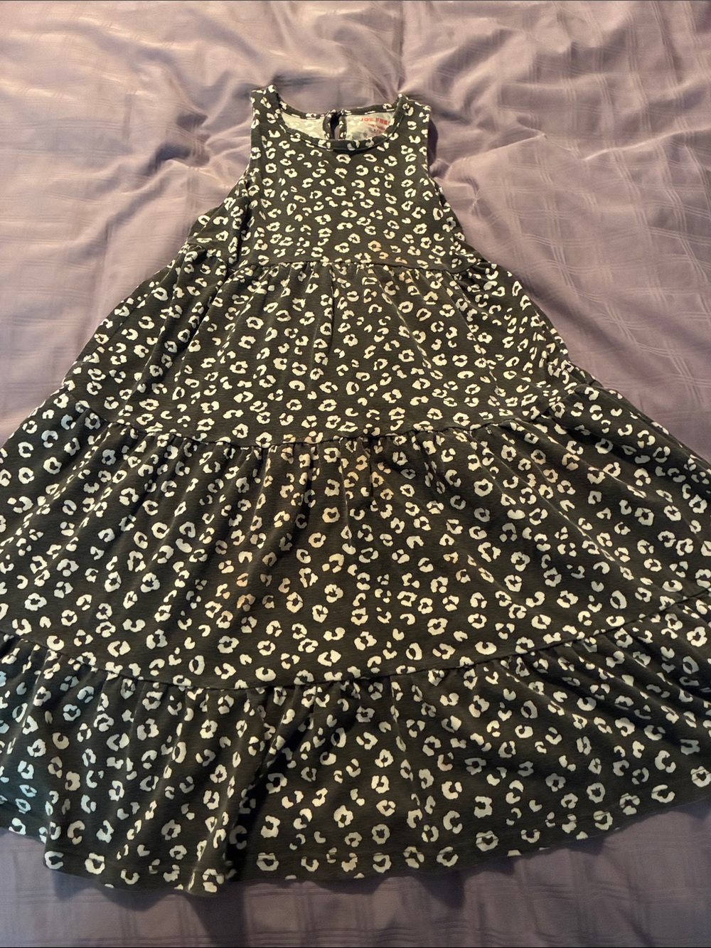 Joe Fresh Black and White Leopard Print Tiered Dress